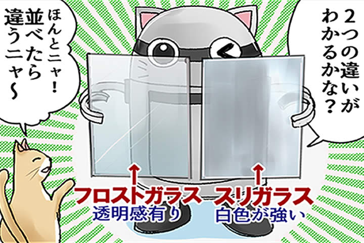 スリガラスとは フロストガラスとは 目隠し効果のあるガラスの違いを紹介 鏡とガラスの ネコロボ事件簿